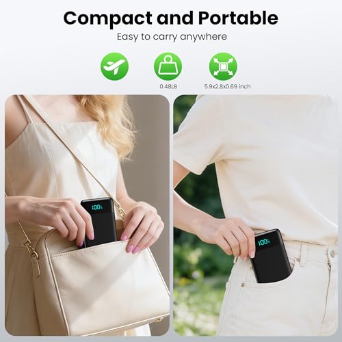 Portable Charger with Built-in AC Plug and Cables,13800mAh All in One USB C Fast Charging Power Bank,Travel Essentials Portable Phone Charger Battery Pack for iPhone 18/17/16/15/14/13,Galaxy,Android - color: Black