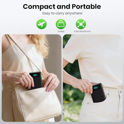 Portable Charger with Built-in AC Plug and Cables,13800mAh All in One USB C Fast Charging Power Bank,Travel Essentials Portable Phone Charger Battery Pack for iPhone 18/17/16/15/14/13,Galaxy,Android - color: Black