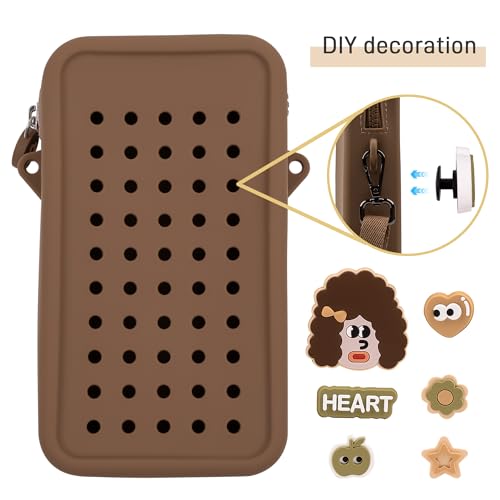 Candy Small Crossbody Bag with Wide Shoulder Strap and Larger Holes for Charms – Adjustable, Stylish, and Comfortable Everyday Bag (Brown) - color: Brown(updated)