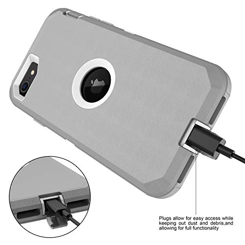 MXX Case Designed for iPhone SE Case 2020 /SE 2022 Heavy Duty Protective with Screen Protector [3 Layers] Rugged Rubber Protection Cover & Rotating 360 Degree Belt Clip SE 3rd/2nd Gen (Gray/White) - color: Gray/White