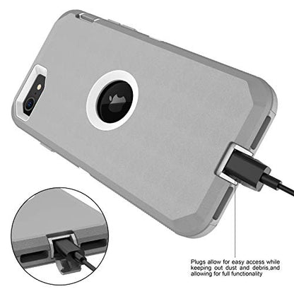 MXX Case Designed for iPhone SE Case 2020 /SE 2022 Heavy Duty Protective with Screen Protector [3 Layers] Rugged Rubber Protection Cover & Rotating 360 Degree Belt Clip SE 3rd/2nd Gen (Gray/White) - color: Gray/White