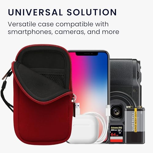 kwmobile Universal Phone Pouch Size M - 5.5" - Neoprene Smartphone Pouch with Zip - Water-Repellent Mobile Phone Case - Sleeve in Red - color: red, size: M - 5.5"
