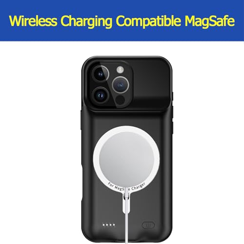Battery Case for iPhone 16 Pro, 10000mAh Portable Protective Wireless Charging Case Support Carplay Compatible with iPhone 16 Pro (6.3 inch) Rechargeable Extended Battery Charger Case (Black) - size: iPhone 16 Pro
