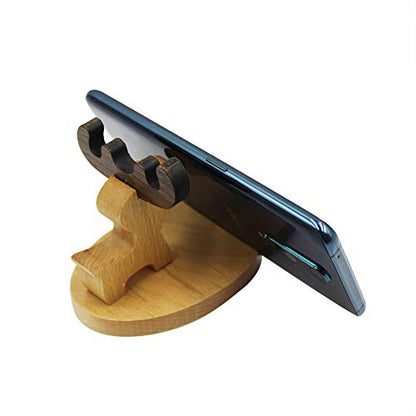 Cute Deer Cell Phone Holder Stand Wooden Smartphone Desk Holder for All Mobile Phones Animal Phone Stand Desk Ornament - color: deer