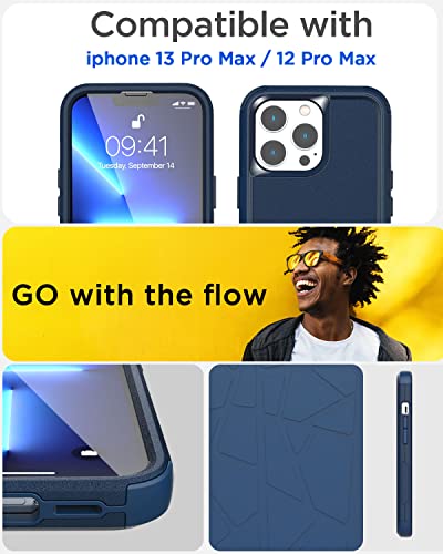 AICase for iPhone 13 Pro Max/iPhone 12 pro max Case,Heavy Duty Protective Phone Case Military Full Body Protection Shockproof/Dustproof/Drop Proof Rugged Durable-Sea Blue - color: Sea blue