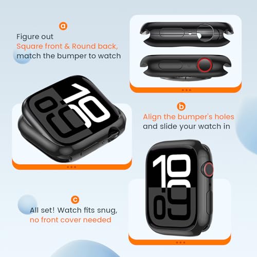 [2 Pack] Bumper Case for Apple Watch Series 11/10 46mm, Black - color: Black+Black, size: 46 mm Series 11/10