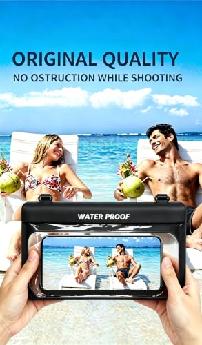 Large Waterproof Phone Pouch,[with Sealing Strip] IPX8 Waterproof Pouch for Kayak Beach Cruise Travel Essentials,Cell Phone Dry Bag for iPhone 17 16 15 Pro Max Samsung S26 S25 Ultra All Device(Black) - color: Black