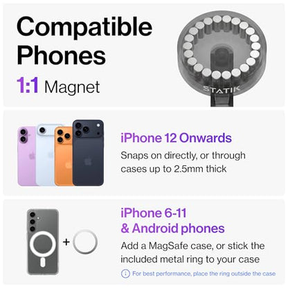 Statik HyperMount (Gen 2) Magnetic Phone Holder, for iPhone and Android - size: 3 Pack