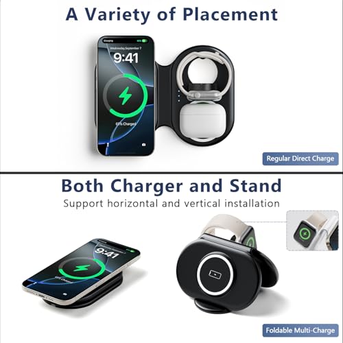 2026 Traveling Portable Wireless Mag-Safe Fast Charging Station - color: black