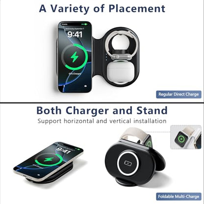2026 Traveling Portable Wireless Mag-Safe Fast Charging Station - color: black