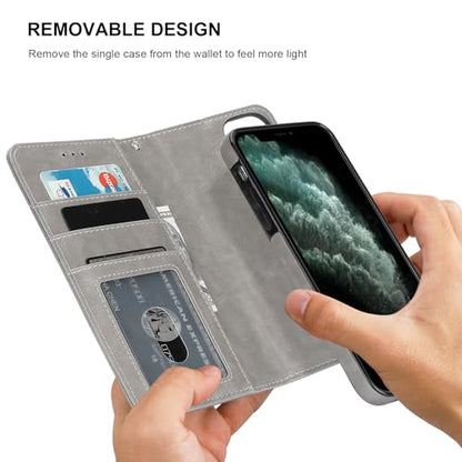 Bocasal Detachable Wallet Case Card Holder for iPhone 11 Pro Max Grey - color: Gray