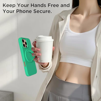 Magnetic Phone Grip for MagSafe, Silicone Ring Grip, Emerald Green - color: Emerald Green