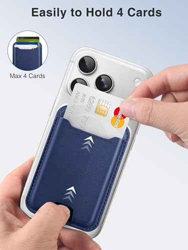 TopMade for MagSafe Wallet, Strongest Magnetic Phone Wallet, 4 Cards Holder - color: Dark Blue