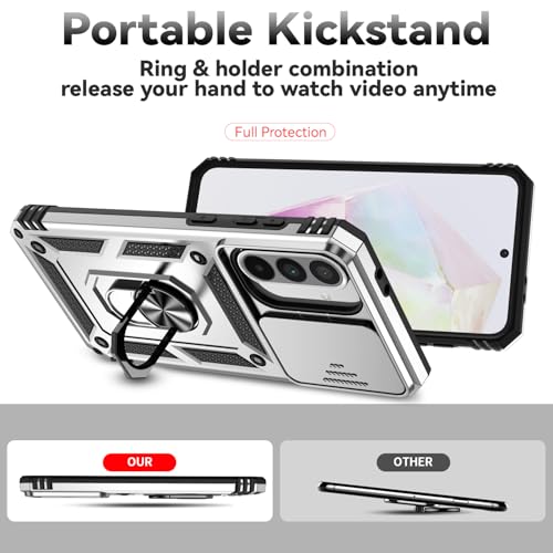for Samsung Galaxy A36 5G Case with Slide Camera Cover HD Screen Protector [Military Grade 16ft. Drop Tested] Magnetic Ring Holder Kickstand Protective Phone Case for Galaxy A36 5G 2025, Silver - color: Silver w/ Slide Camera 2nd gen. Military Grade