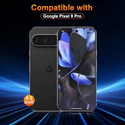 2 Pack for Google pixel 9 Pro Anti-Glare Matte Privacy Screen Protector 6.3 inch, Smooth and Responsive Touch Flexible EPU Film, [Support Fingerprint Unlock] [Self-Healing] [Not Glass] - size: Google Pixel 9 Pro
