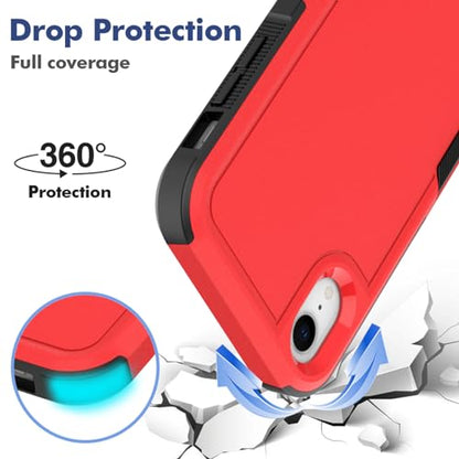 for iPhone XR Case: Dual Layer Protective Heavy Duty Cell Phone Case Shockproof Rugged Bumper Tough with Screen Protector - 16ft Military Grade Drop Tested for Appple iPhone XR (6.1 inch), Red - color: Red (PC) + Black (TPU)