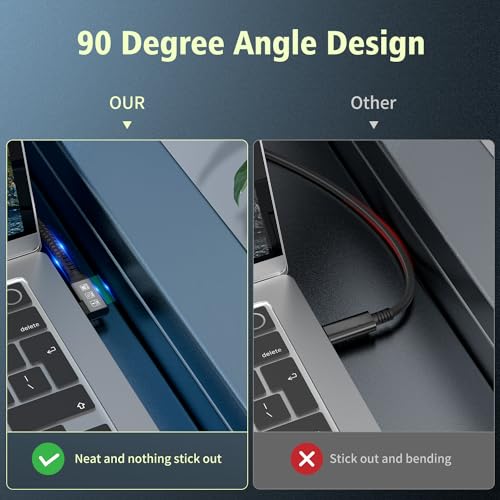 USB C 3.2 Gen2x2 20Gbps Cable, 90Degree USB C 4K@60Hz UHD Video 5A/240W PD3.1 Fast Charge Cord with E-Marker Compatible with Thunderbolt 3/4 - size: 90D 20G 240W 2M