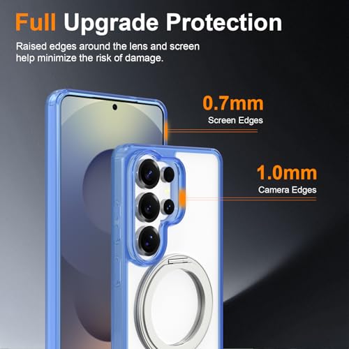 Magnetic Case for Samsung Galaxy S26 Ultra 5G Phone 2026 | with Rotating Kickstand | Non-Yellowing Transparent Clear | Slim Thin | Wireless Charging | Shockproof Protection (Blue) - color: Blue, size: S26 Ultra