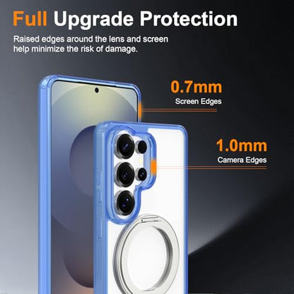 Magnetic Case for Samsung Galaxy S26 Ultra 5G Phone 2026 | with Rotating Kickstand | Non-Yellowing Transparent Clear | Slim Thin | Wireless Charging | Shockproof Protection (Blue) - color: Blue, size: S26 Ultra
