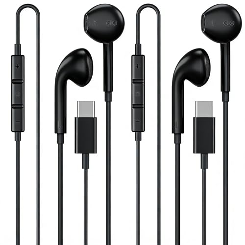[Apple MFi Certified] USB C Headphones for iPhone 17 16 15 Pro Max 2 Pack - color: CBlack