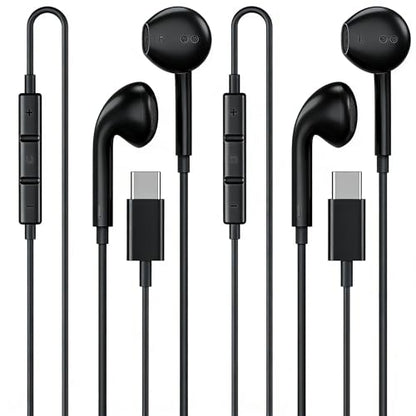 [Apple MFi Certified] USB C Headphones for iPhone 17 16 15 Pro Max 2 Pack - color: CBlack