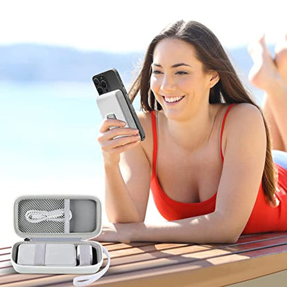 Case for Anker Magnetic Battery 10,000mAh Foldable Wireless Portable Charger, 633/622/621/321 5,000mAh Power Bank (MagGo) Holder, Storage for Baseus Power Delivery -Case Only (White, Medium) | 5000mAh/10000mAh Magnetic Battery Wireless Power Delivery, Har