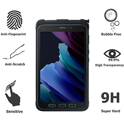for Samsung Galaxy Tab Active 3 Tempered Glass Screen Protector (8 inch), Full Coverag 9H Hardness HD Clear Scratch Resistant Anti-Fingerprint Film tablet T570 T575 T577 [3-Pack]