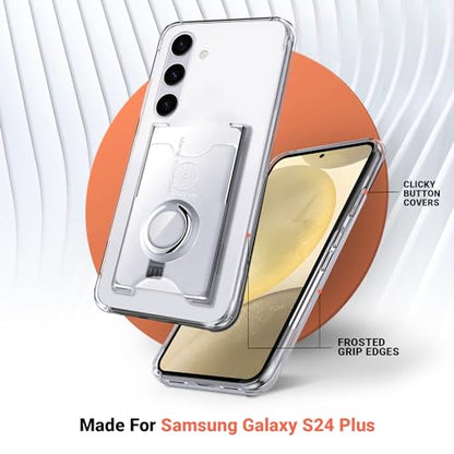 Shields Up for Samsung Galaxy S24 Plus Case with Card Holder Stand, Clear - color: Clear, size: Galaxy S24 Plus