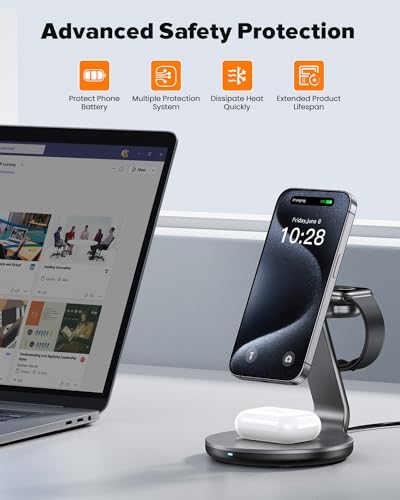 HERRBOLAI 3 in 1 Charging Station Compatible with Magsafe Charger - color: Gray