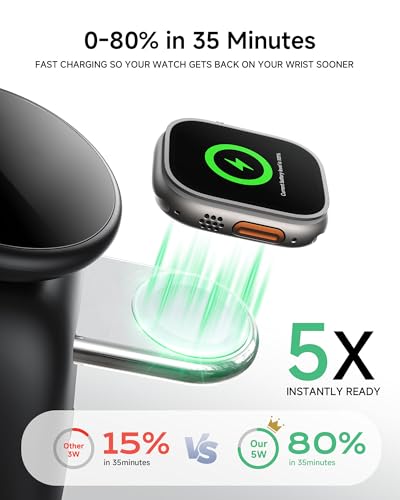 Magnetic Wireless Charging Station, Charger Stand for iPhone Apple Watch - color: Black
