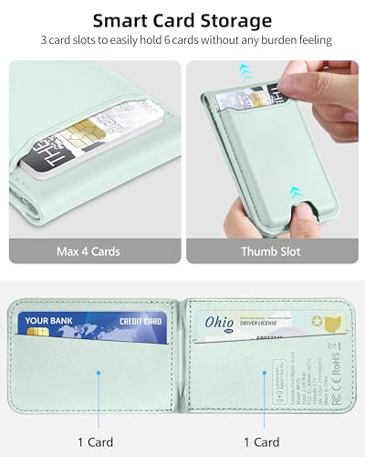ExtreLife for Magsafe Wallet, Works with Apple Find My, 6 Cards Holder - color: Tender Leaf Green