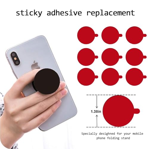 [10 Pack VHB Sticky Adhesive Pads for Socket Mount Base, Duble Side Heat Resistant Strong Sticker Replacement Tape for Phone Collapsible Grip & Stand Back, 1.3 Inches, Grey