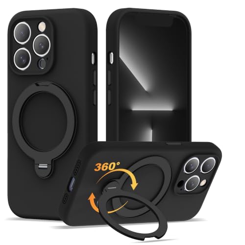 Case for iPhone 13 Pro with 360°Spin Stand,6.1" Black | Magnetic 360°Spin Stand,Compatible with Mag-Safe,Soft Silicone 13 Pro Case - color: Black, size: Iphone 13 Pro