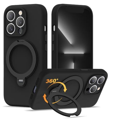 Case for iPhone 13 Pro with 360°Spin Stand,6.1" Black | Magnetic 360°Spin Stand,Compatible with Mag-Safe,Soft Silicone 13 Pro Case - color: Black, size: Iphone 13 Pro