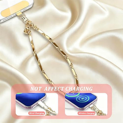 Phone Wrist Strap Phone Charm Strap Metal Phone Chain Tab Welding Process not Easy to Break - color: Gold