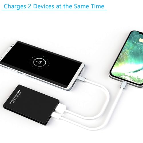 Portable Charger Power Bank 3000mAh Slim Dual USB Travel Black | Pocket Sized 2.2oz Light Design Charges Two Devices Simultaneously With FCC Safety Certified Circuit Protection