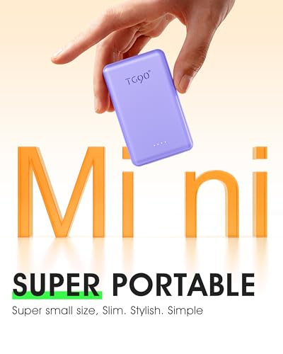 TG90° 5000mah Ultra Slim Power Bank Built-in AC Plug & 2 Cables,Purple - color: Purple