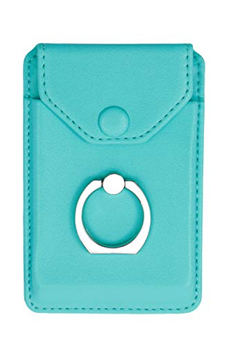Self Adhesive Phone Card Wallet with Ring Stand Flip Cover, Green - color: Green