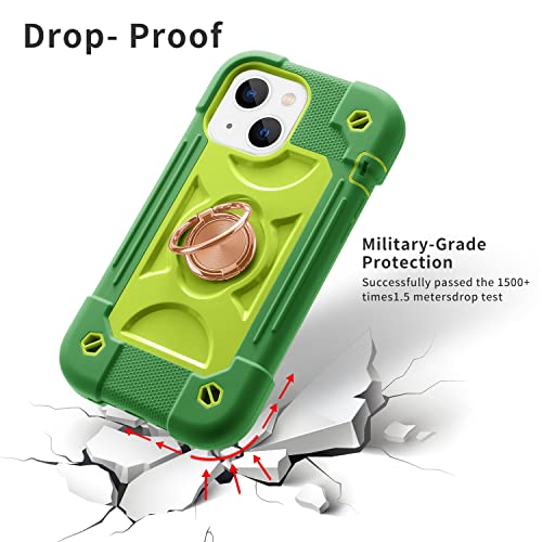 MARKILL Compatible with iPhone 14 Case/iPhone 13 Case 6.1 Inch with Built-in 360°Rotating Ring Stand, Military Grade Drop Protection Full Body Rugged Heavy Duty Durable Cover. Avocado - color: Avocado, size: iPhone 14/iPhone 13 6.1"