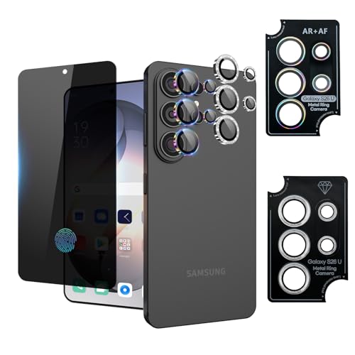 Camera Lens Protector for Samsung Galaxy S26 Ultra, AR Glass Metal Ring - color: Glitter Whitesilver