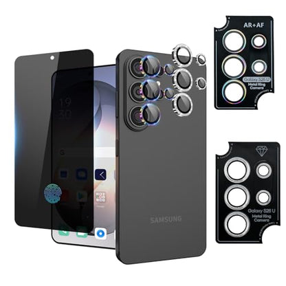 Camera Lens Protector for Samsung Galaxy S26 Ultra, AR Glass Metal Ring - color: Glitter Whitesilver