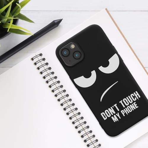 kwmobile TPU Silicone Case Compatible with Apple iPhone 13 - Case Soft Cover - Don't Touch My Phone White/Black - size: iPhone 13