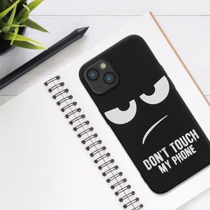 kwmobile TPU Silicone Case Compatible with Apple iPhone 13 - Case Soft Cover - Don't Touch My Phone White/Black - size: iPhone 13