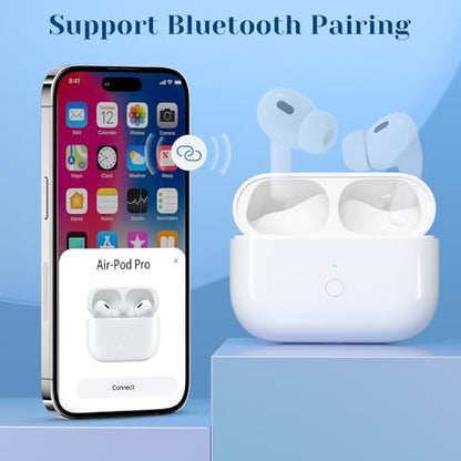 Compatible for AirPods Pro 1st 2nd Gen Wireless Charging Case, L Charging Port Replacement for Airpod Pro 2 Charging Case with Bluetooth Pairing Sync Button - size: 2.39"(Pro 2 Case-L)