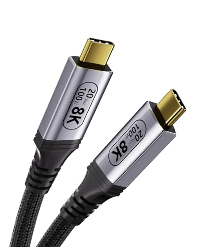 1.65FT Short USB C to USB C Cable Compatible with Thunderbolt 4/3, USB 3.2 Gen 2 20Gbps High Speed Data Transfer, 100w Fast Charging 8K@30Hz & 4K@120Hz USB C Video Cable for Monitor, Hub,dispaly Cord - size: 1.64 ft
