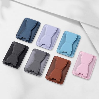 for MagSafe Wallet with Stand Grip, 5 Card Holder for iPhone - color: Brown