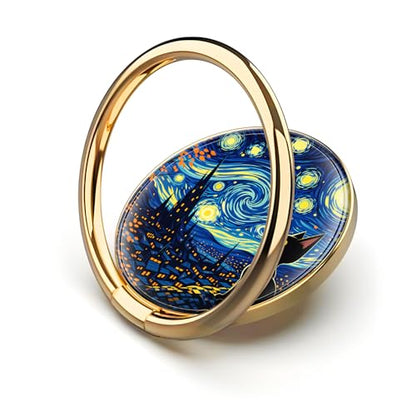 Cell Phone Ring Holder, Cute Metal Phone Grip Stand Finger Ring Kickstand, Flexible 360°Rotation Phone Tablet Case Accessories Compatible with Most Phones Starry Night Cat - color: Starry Night Cat