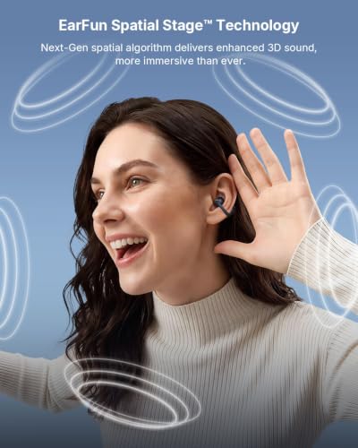 EarFun Clip 2 Open Ear Earbuds, Clip On Headphones, AI Translation Earbuds - color: Black