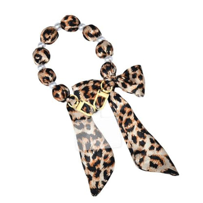 Phone Wrist Strap Lanyard Pearl Scarf Phone Wristlet Strap for Women Bag Chain Keychain - color: Leopard