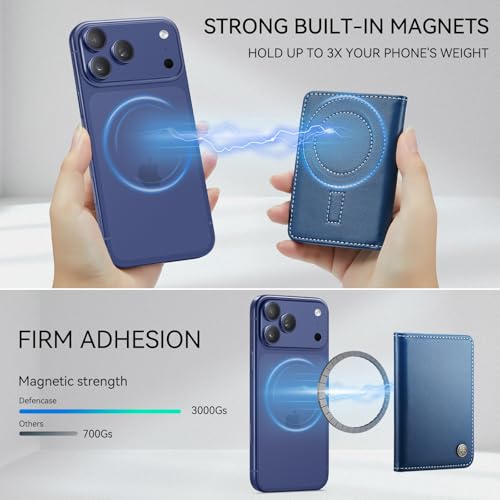 Defencase for Magsafe Wallet Magnetic Card Holder RFID Blocking, Dark Blue - color: Fashion Dark Blue